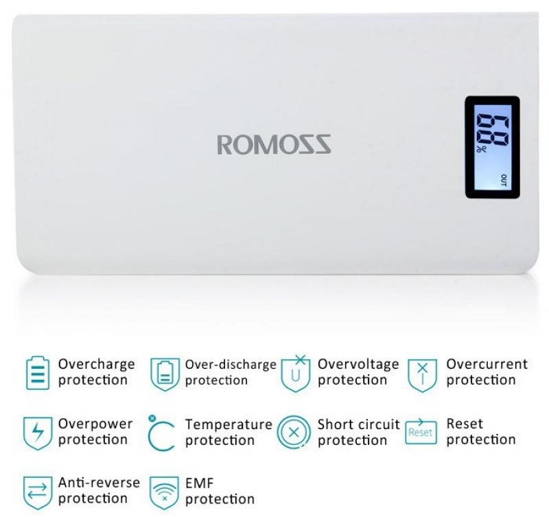 Pin sạc dự phòng Romoss Sense 6 Plus 20.000mAh có LCD chính hãng