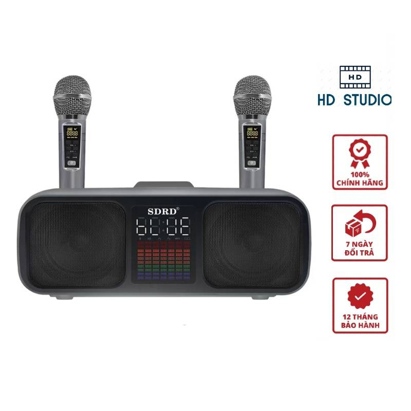 Loa bluetooth karaoke SDRD SD-318 kèm 2 micro không dây