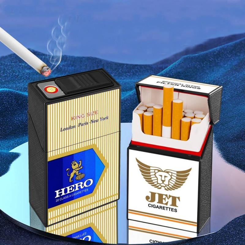 Bật lửa điện kiêm gói thuốc lá in nhãn hiệu Hero