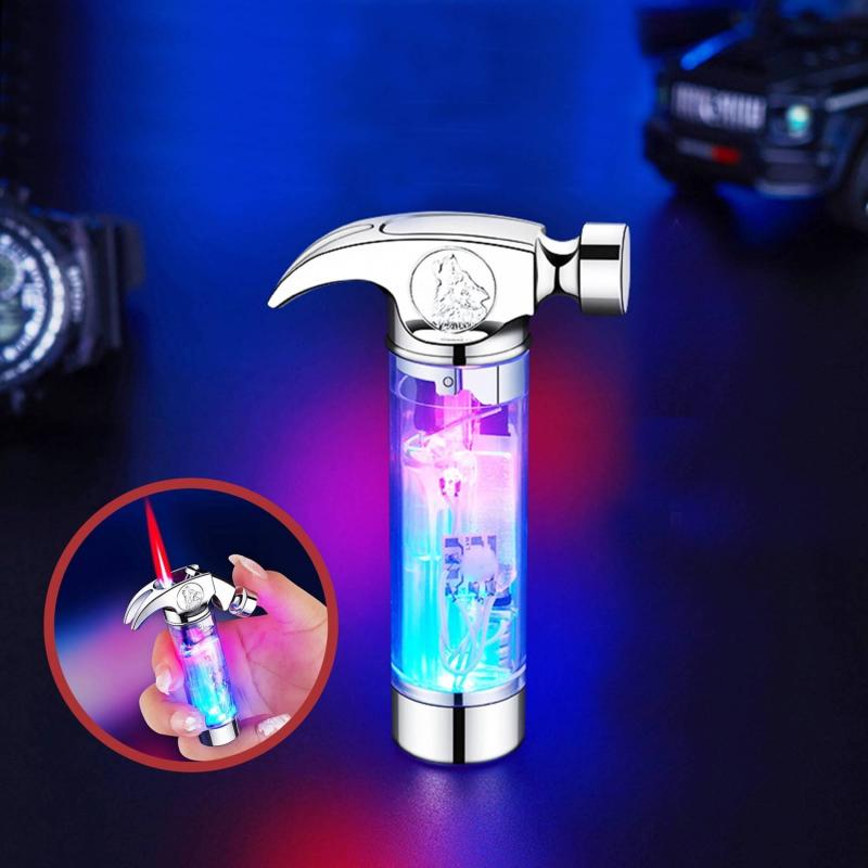 Bật lửa hình búa gas lộ thiên có đèn nhấp nháy - xài gas