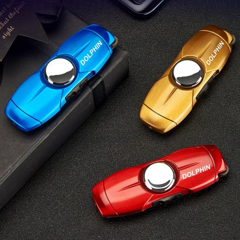 Bật lửa Dolphin con quay spinner gas đá rãnh tay