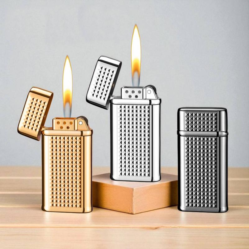 Bật lửa gas đá Promise PR-208 vân kim cương gas đá rãnh tay xài gas