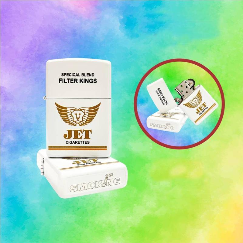 Bật lửa Zippo sơn tĩnh điện 2 mặt hình gói Jet xài xăng
