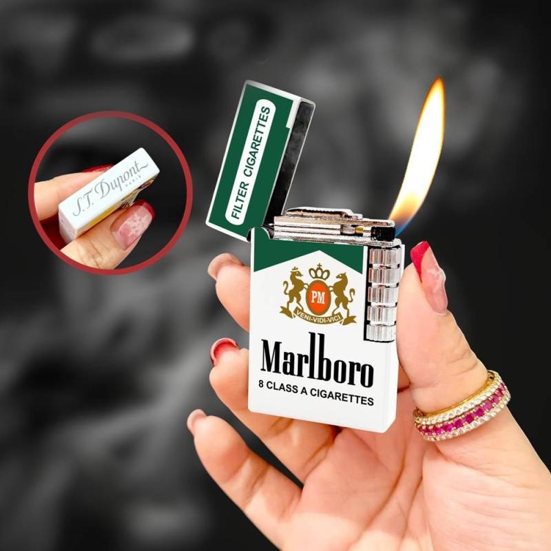 Bật lửa Dupont hình Marlboro xanh M-96 (có hộp) gas