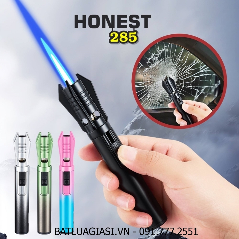 Bật lửa Honest 285 tự vệ thoát hiểm kim loại xài gas