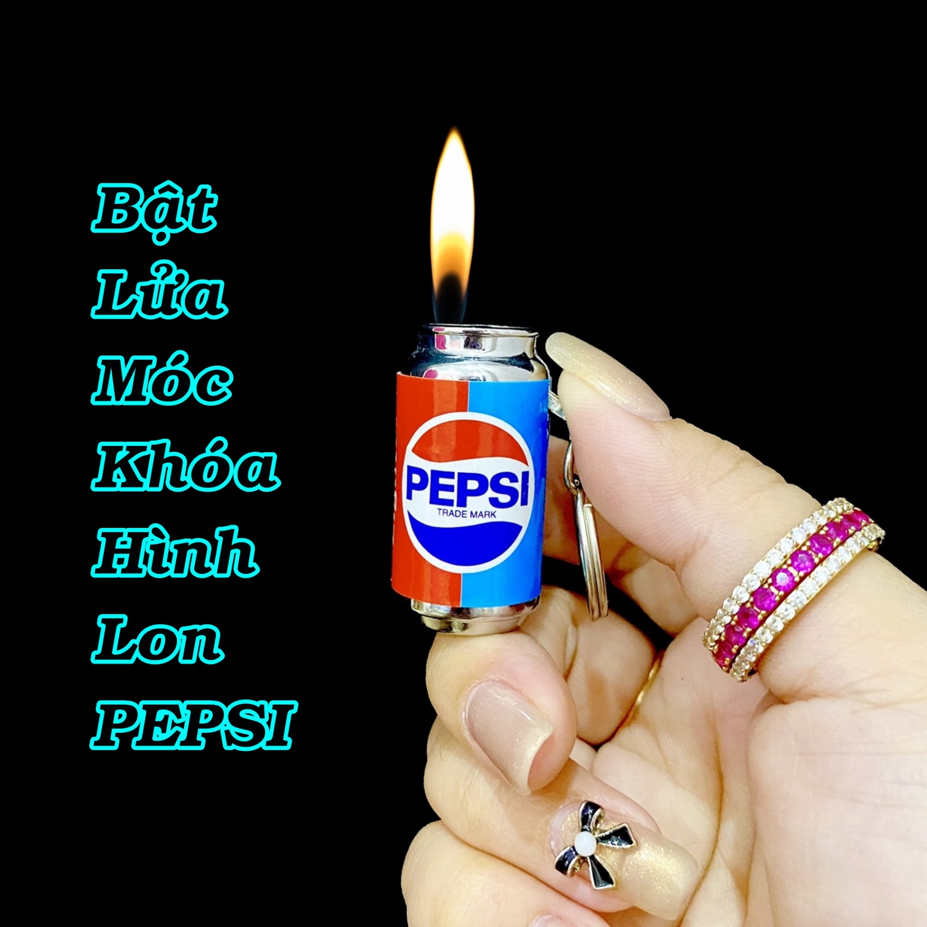Bật lửa móc khóa hình lon pepsi - (xài gas)