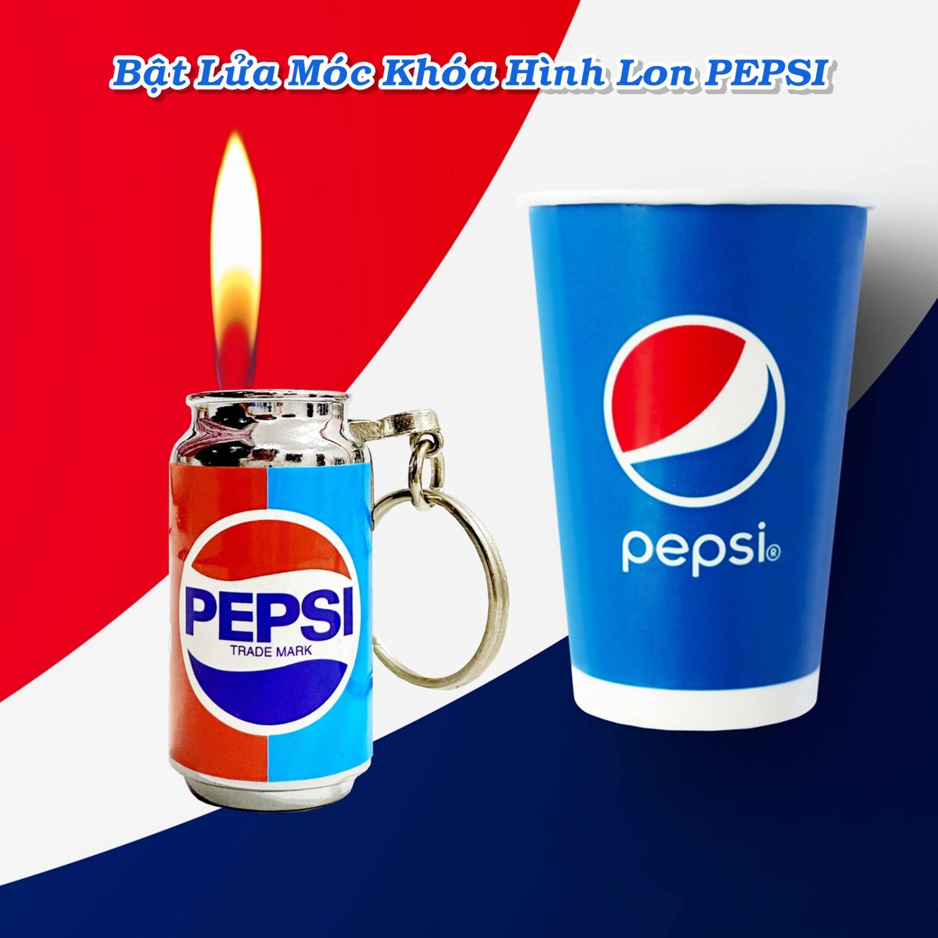 Bật lửa móc khóa hình lon pepsi - (xài gas)