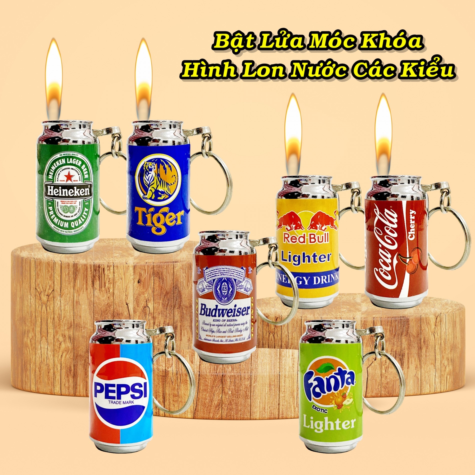 Bật lửa móc khóa hình lon pepsi - (xài gas)
