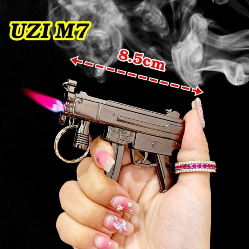 Bật lửa hình súng UZI M7 lừa khò có móc khóa dùng gas