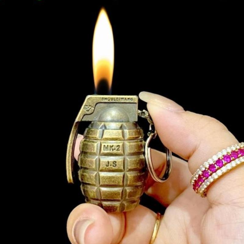 Bật lửa hình trái lựu đạn MK-2 kim loại dùng gas