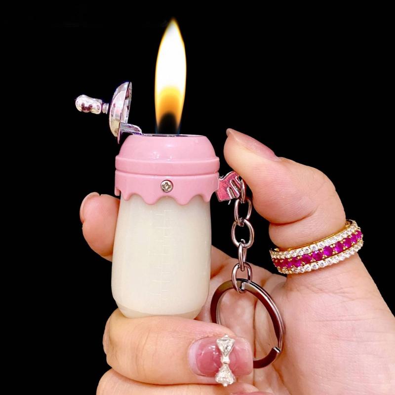 Bật lửa hình bình sữa xài gas có móc khóa