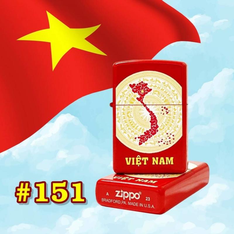 Bật lửa Zippo hình trống đồng Đông Sơn bản đồ Việt Nam