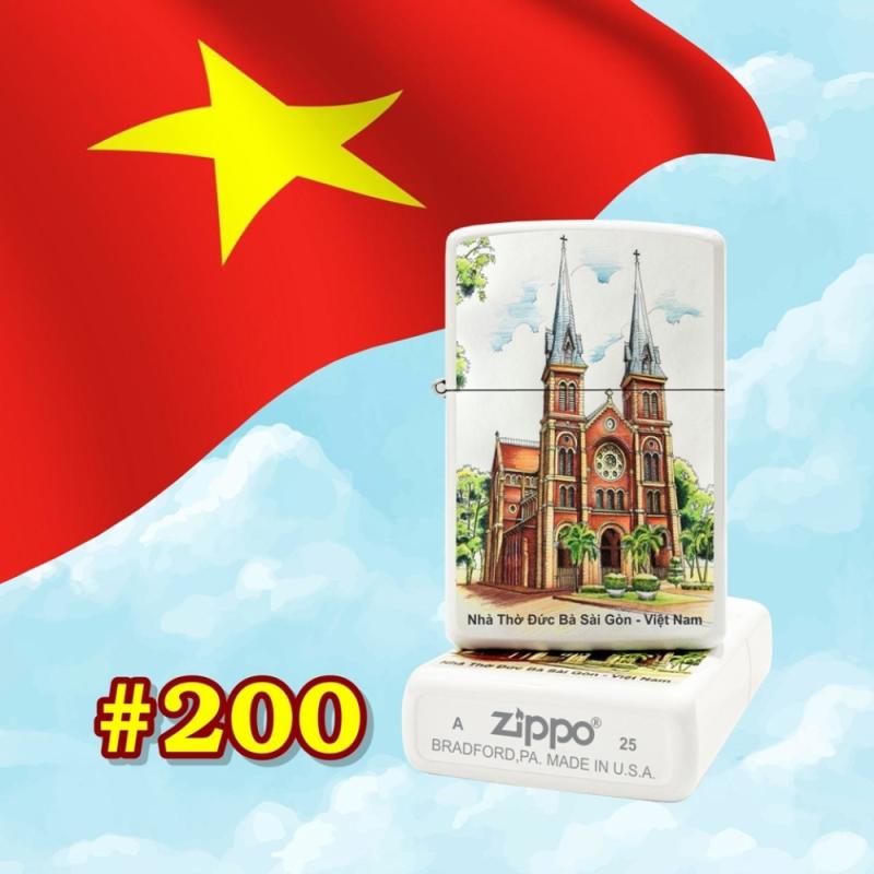 Bật lửa Zippo sơn tĩnh điện hình nhà thờ đức bà