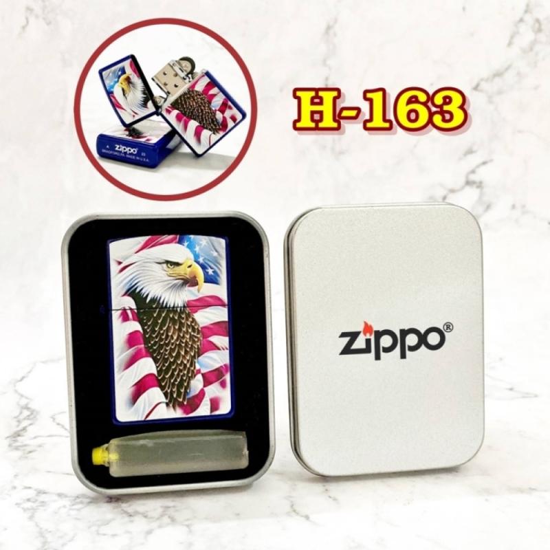 Bật lửa Zippo 2 mặt hình đại bàng cờ mỹ có mộc đáy