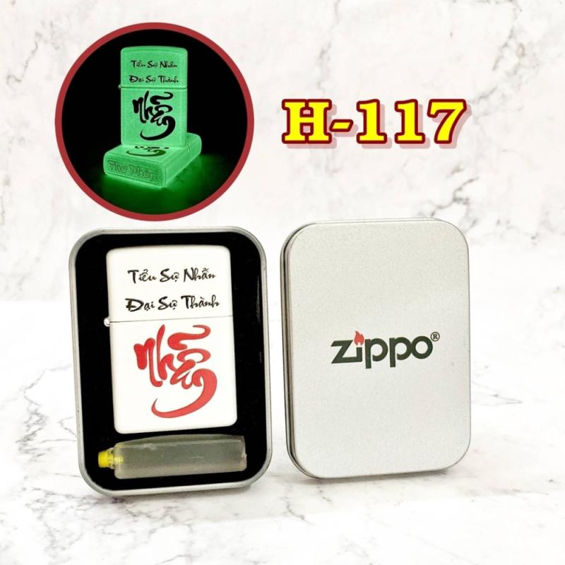Bật lửa Zippo chữ thư pháp dạ quang - Nhẫn