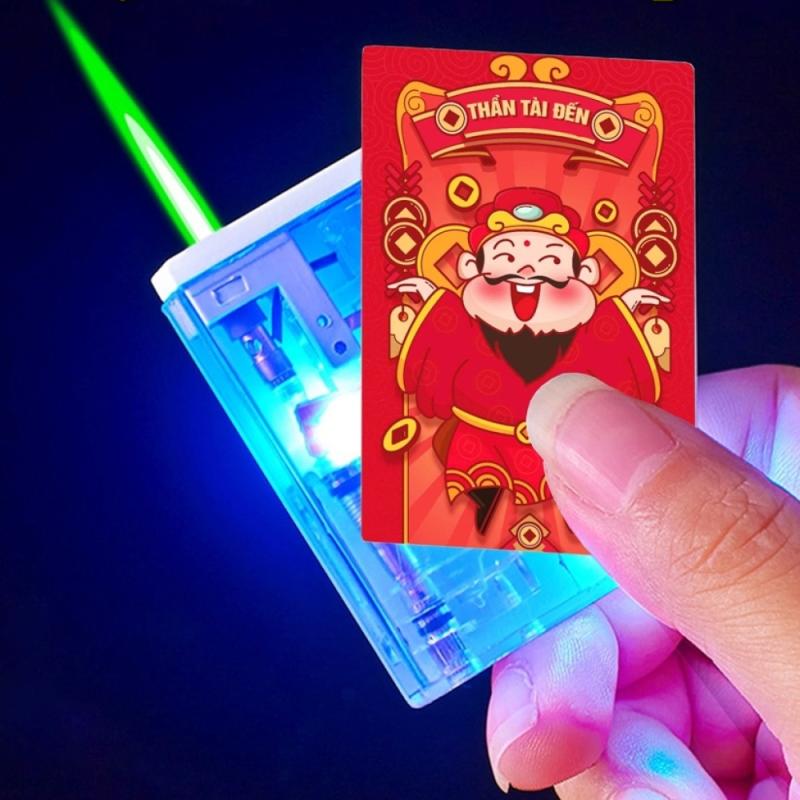 Bật lửa hình thần tài chúc tết gas khò lộ thiên có đèn nhấp nháy