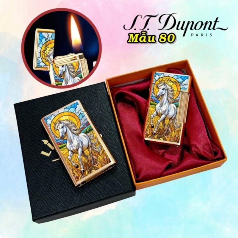 Bật lửa Dupont hình con ngựa m-80 có hộp xài xăng