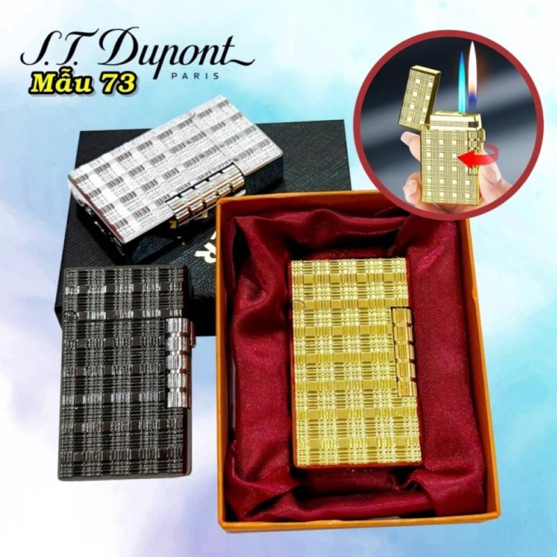 Bật lửa Dupont 2 chế độ lửa vân caro M-73 có hộp xài gas