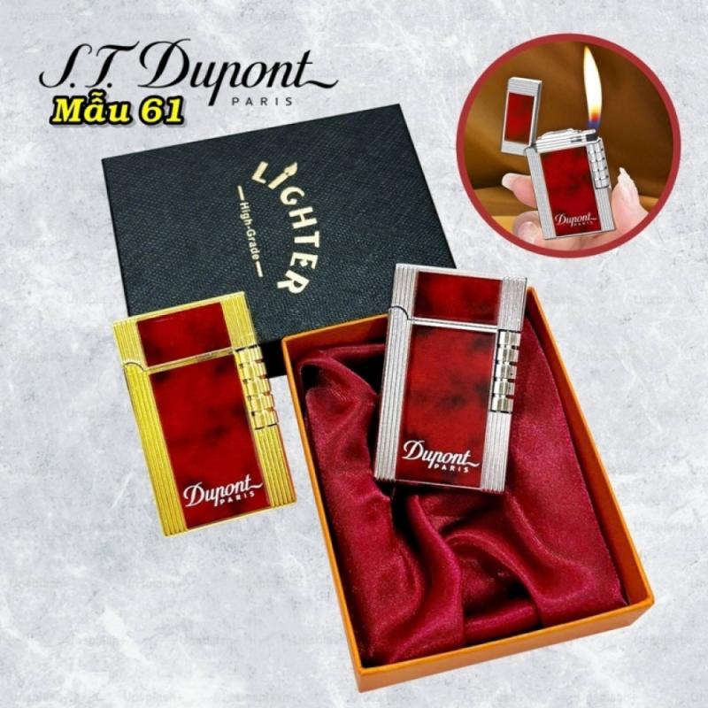 Bật lửa dupont sơn mài màu đỏ có hộp xài gas