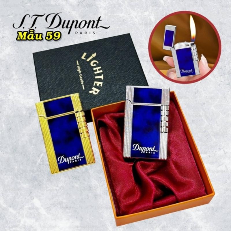Bật lửa dupont màu xanh dương m-59 có hộp xài gas