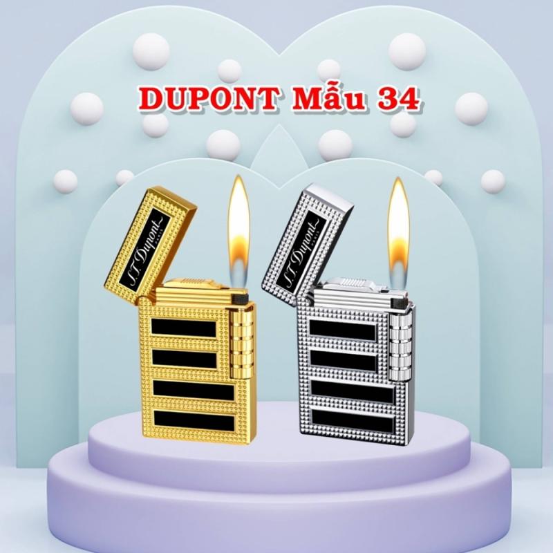 Bật lửa dupont vân kim cương sọc đen ngang m-34 gas
