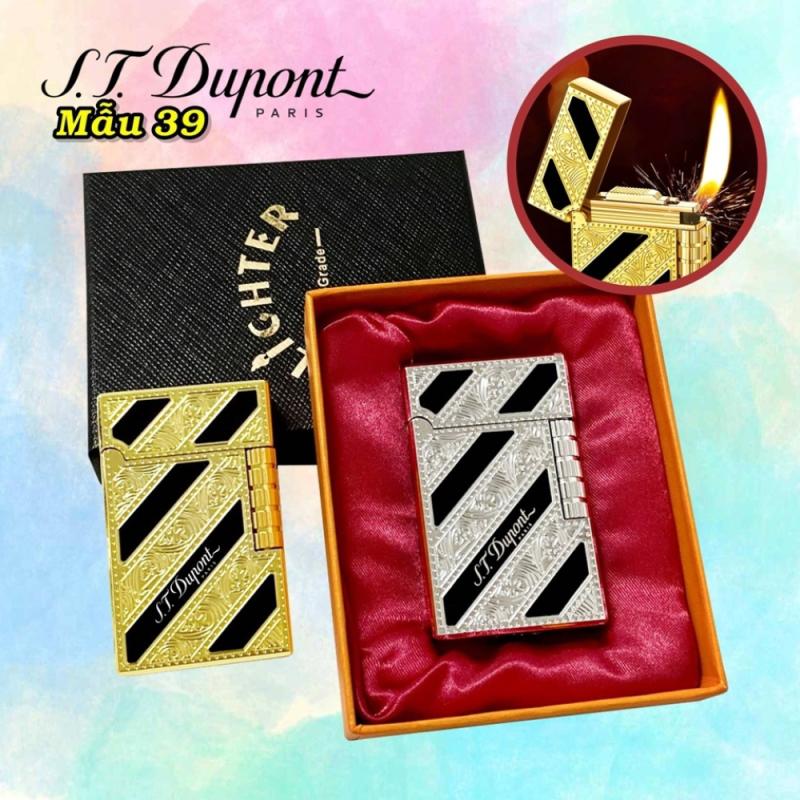 Bật lửa dupont hoa văn sọc đen m-39 có hộp gas