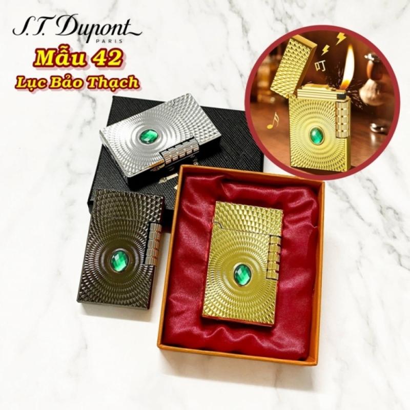 Bật lửa dupont lốc xoáy cẩn ngọc lục bảo thạch m-42 có hộp