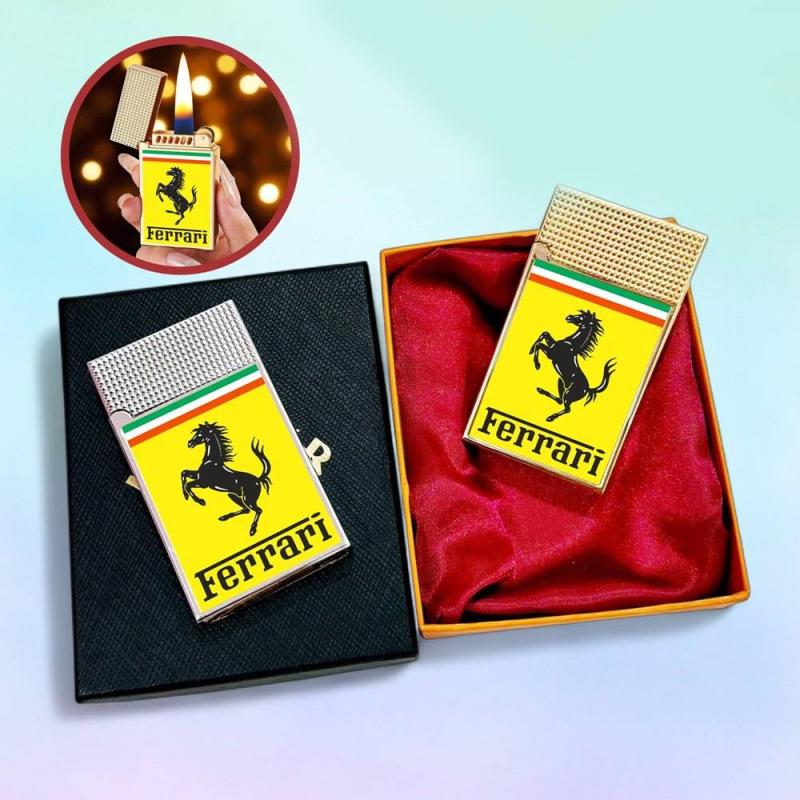 Bật lửa Promise PR-220 logo siêu xe Ferrari vàng có hộp xăng
