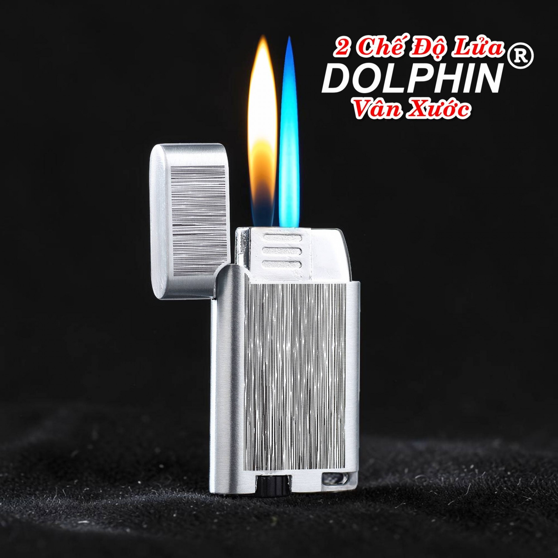 Bật lửa Dolphin 2 chế độ lửa vân xước gas