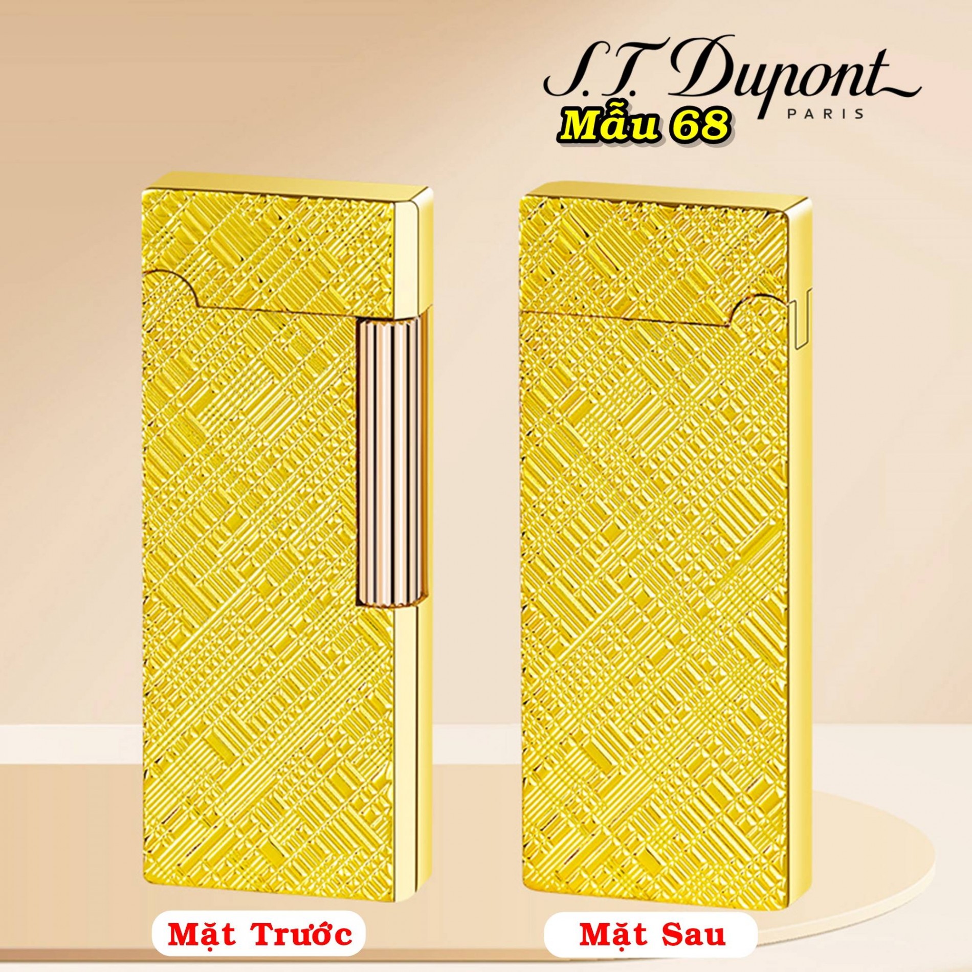 Bật lửa Dupont dài vân kim cương chéo m-68 xài gas