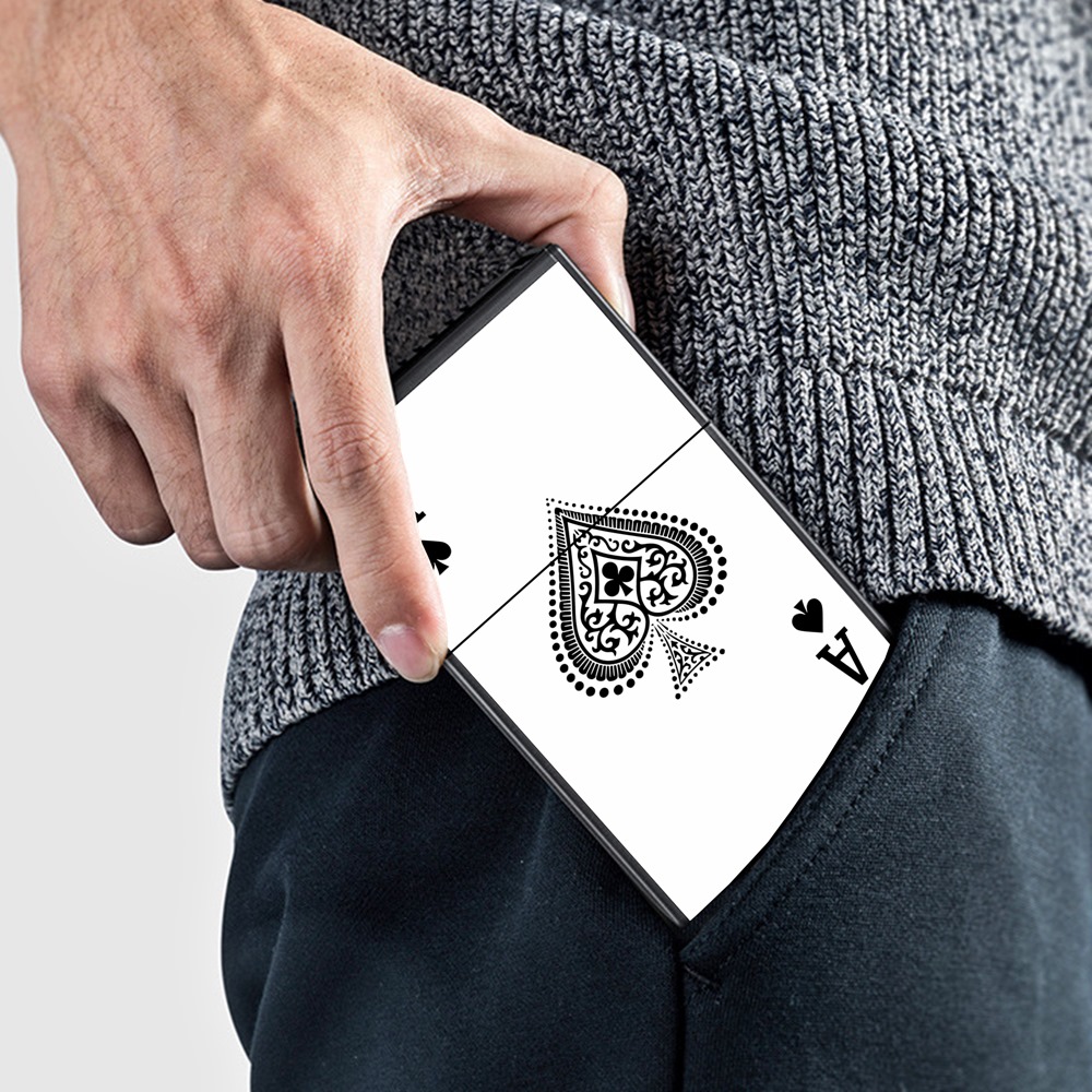 Bật lửa  kiêm hộp thuốc hình lá bài trắng sạc điện